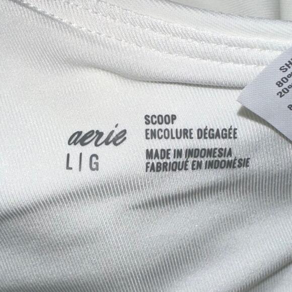 Aerie White Wide Scoop Neck Bikini Top Size Large - Picture 3 of 12